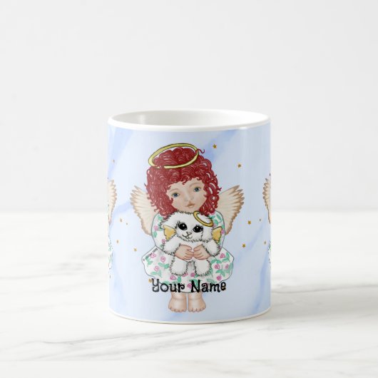 Angel Holding Hund Kaffeetasse (Mittel)
