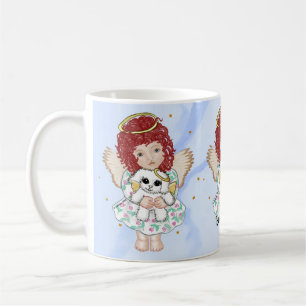 Angel Holding Hund Kaffeetasse