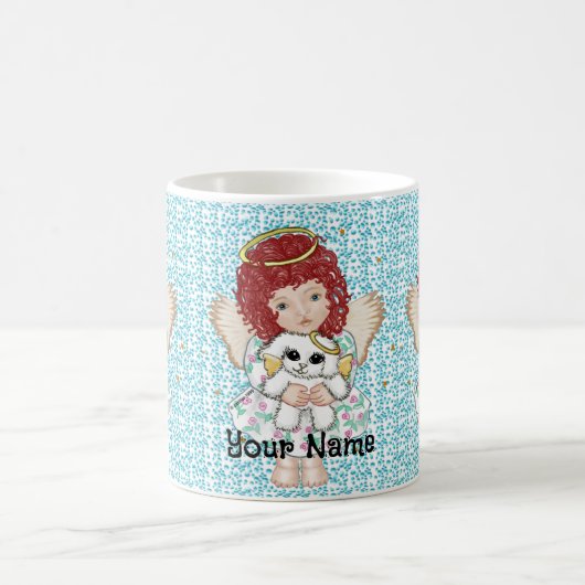 Angel Holding Hund Kaffeetasse (Mittel)