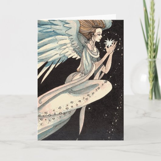 Angel Holding Star Feiertagskarte (Vorderseite)