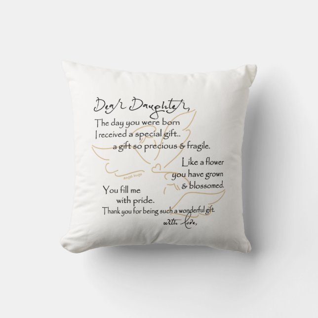 Angel Hugs Kissen für Tochter (Vorderseite)