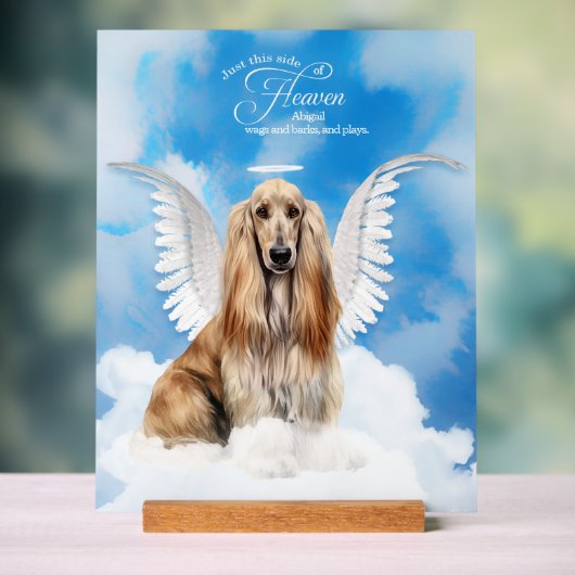 Angel Hund aus Afghanistan mit Name Pet Memorial Acrylschild (Neutral)