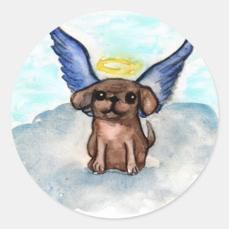 Angel Hund Runder Aufkleber