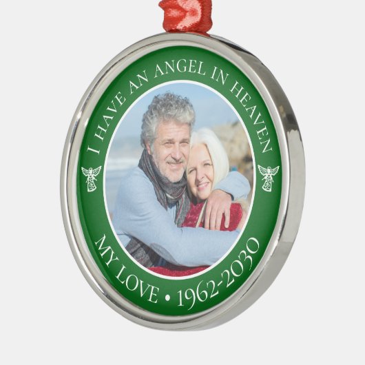 Angel im Foto "Meine Liebe im Himmel" Ornament Aus Metall (Links)