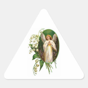 Angel im Garten Dreieckiger Aufkleber
