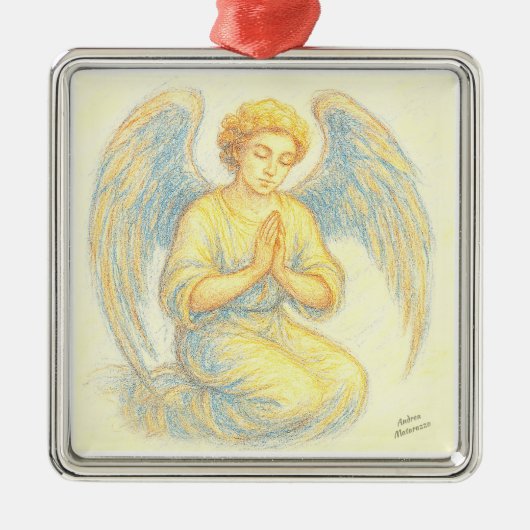 Angel im Gebet Ornament Aus Metall (Vorne)