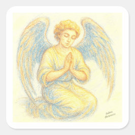 Angel im Gebet Quadratischer Aufkleber