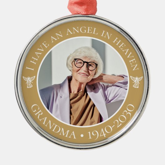 Angel im Heaven-Oma-Foto Ornament Aus Metall (Vorne)