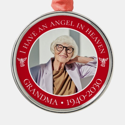 Angel im Heaven-Oma-Foto Ornament Aus Metall (Vorne)
