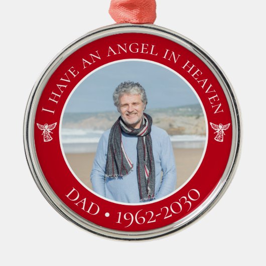 Angel im Heaven Vater Memorial Foto Ornament Aus Metall (Vorne)