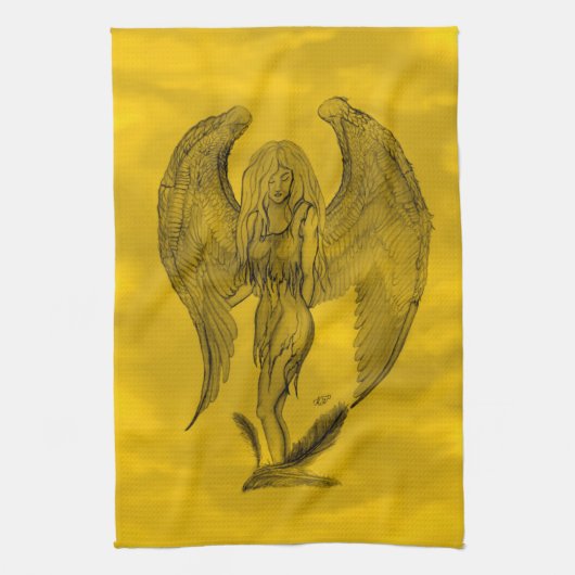 Angel im Tattoo Style Geschirrtuch (Vertikal)