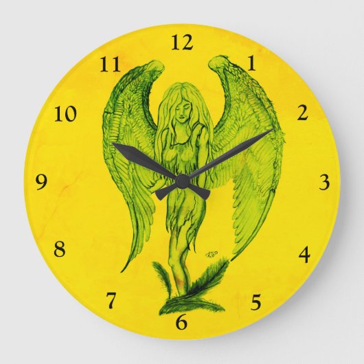 Angel im Tattoo Style Große Wanduhr (Vorderseite)