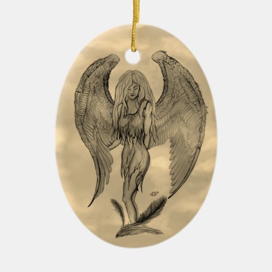 Angel im Tattoo Style Keramik Ornament (Vorne)
