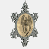 Angel im Tattoo Style Schneeflocken Zinn-Ornament (Links)