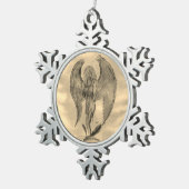 Angel im Tattoo Style Schneeflocken Zinn-Ornament (Rechts)