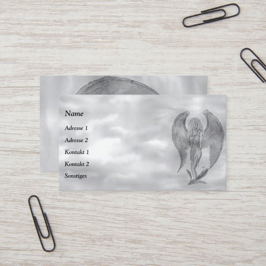 Angel im Tattoo Style Visitenkarte (Vorderseite/Rückseite Beispiel)