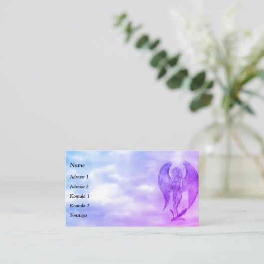 Angel im Tattoo Style Visitenkarte (Stehend Vorderseite)