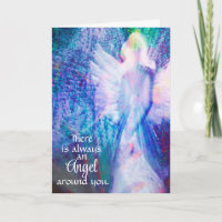 Angel immer um die ätherische Blue Grußkarte herum