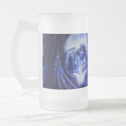 Angel in blau mattglas bierglas (Links)
