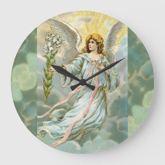 Angel In Blue Große Wanduhr (Vorderseite)