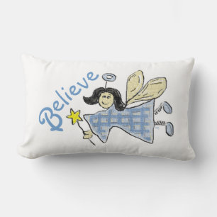 Angel in Blue Karo Glauben Grafik Lendenkissen