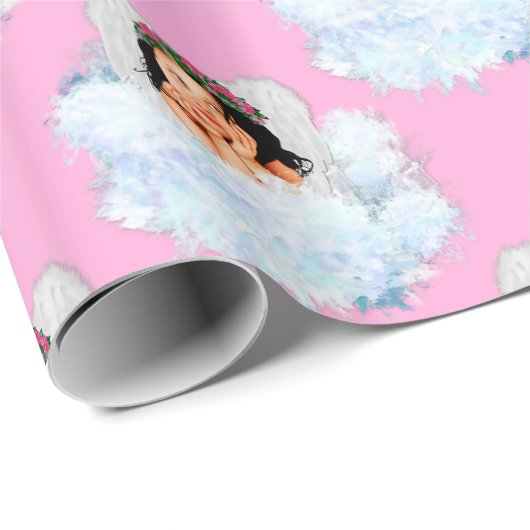 Angel in den Wolken 6-Lt Pink-GIFT-WRAPPING-PAPIER Geschenkpapier (Rolleneckpunkt)