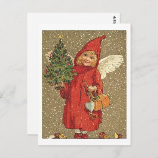 Angel in einem roten Coat Postkarte (Vorne/Hinten)