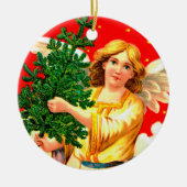 Angel in Gelben Carry Xmas Tree Keramik Ornament (Vorne)