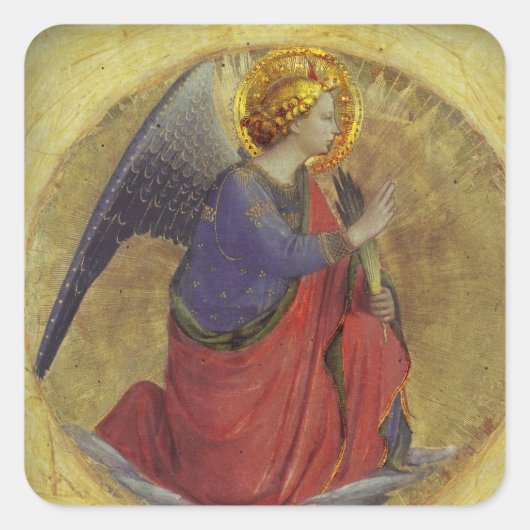 Angel in Gold Quadratischer Aufkleber (Vorderseite)