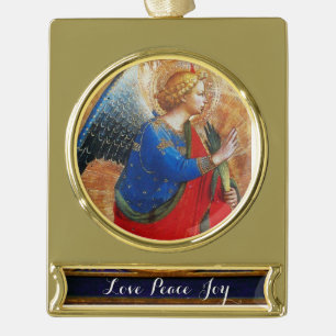 ANGEL IN GOLD ROT UND BLAU Banner-Ornament GOLD