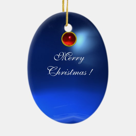 ANGEL IN GOLD ROT UND BLAU, Sapphire Gem Stein Keramik Ornament (Hinten)