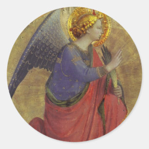 Angel in Gold Runder Aufkleber