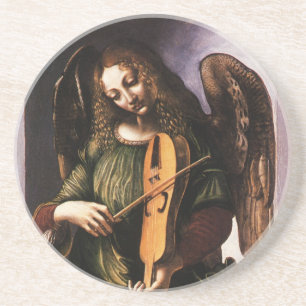 Angel in Grün mit Vielle von Leonardo da Vinci Untersetzer