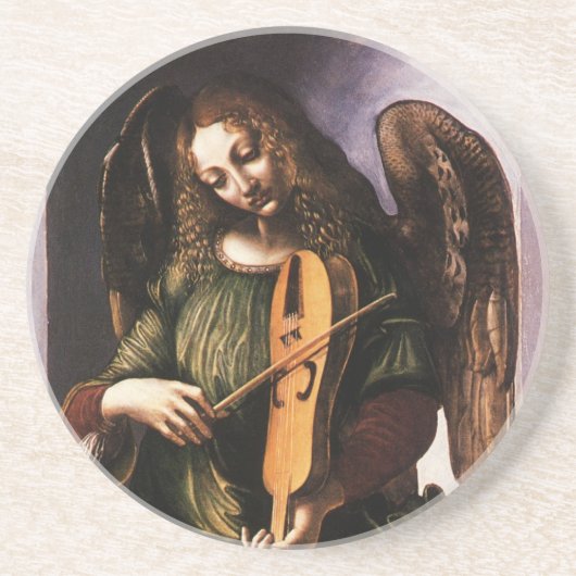 Angel in Grün mit Vielle von Leonardo da Vinci Untersetzer (Vorne)