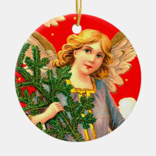 Angel in Lavender Carried Xmas Tree Keramik Ornament (Vorne)