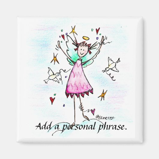 Angel in Red Gown hat Herz- und Friedenstaube Skiz Magnet (Vorne)