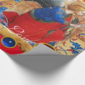 ANGEL IN ROT, GOLD, BLUE FLORAL PARCHMENT MIT GEMS GESCHENKPAPIER (Ecke)