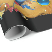 ANGEL IN ROT, GOLD, BLUE FLORAL PARCHMENT UND GEMS GESCHENKPAPIER (Rolleneckpunkt)