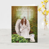 Angel Katze für den Verlust Ihres Hauses Karte (Gelbe Blume)