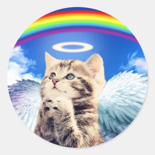 Angel-Katze Runder Aufkleber (Vorderseite)
