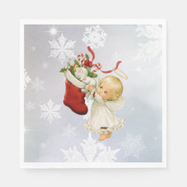 Angel & Kitty Cat Weihnachtspapier Niedlich Serviette