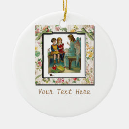 Angel lehrt Kinder Keramikornament