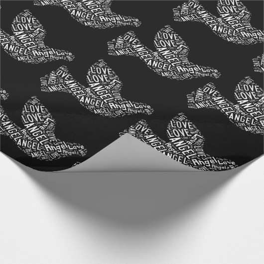 Angel Liebe Dove, weiß auf schwarz Geschenkpapier (Ecke)