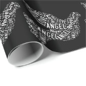Angel Liebe Dove, weiß auf schwarz Geschenkpapier (Rolleneckpunkt)