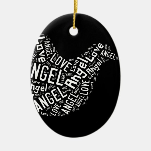 Angel Liebe Dove, weiß auf schwarz Keramik Ornament (Vorne)