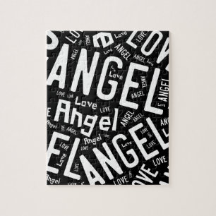 Angel Liebe Dove, weiß auf schwarz Puzzle