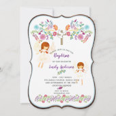 Angel Liebe Taufe Einladung bei Folk Blume (Vorderseite)