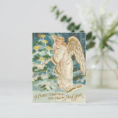Angel Lighting Candlelit Weihnachtsbaum Feiertagspostkarte (Stehend Vorderseite)