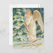 Angel Lighting Candlelit Weihnachtsbaum Feiertagspostkarte (Vorne/Hinten)