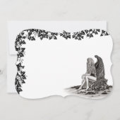 Angel , lost in thought , black and white Design Einladung (Vorderseite)